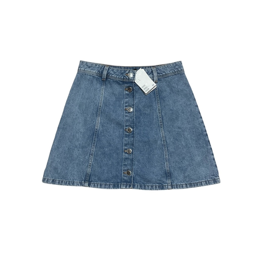 Divided Denim Mini Skirt Women’s 4 H&M Blue Jean A Line Button Up Casual H&M New